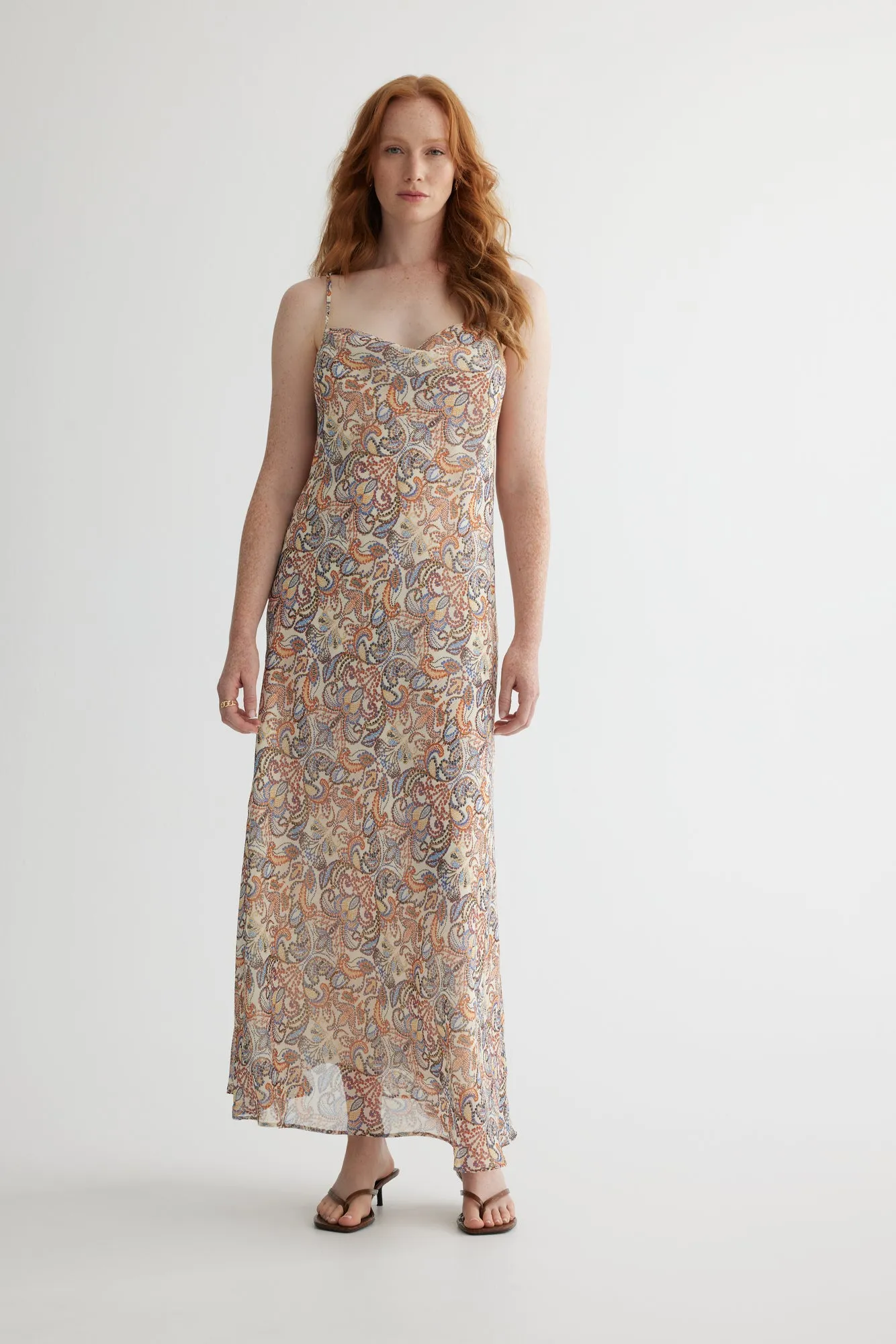 Metalic print slip dress