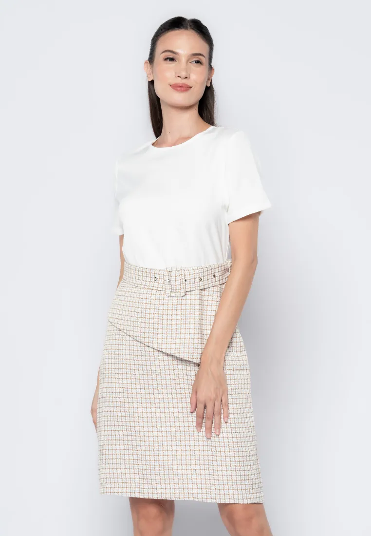 Micro Pattern Pencil Skirt Dress