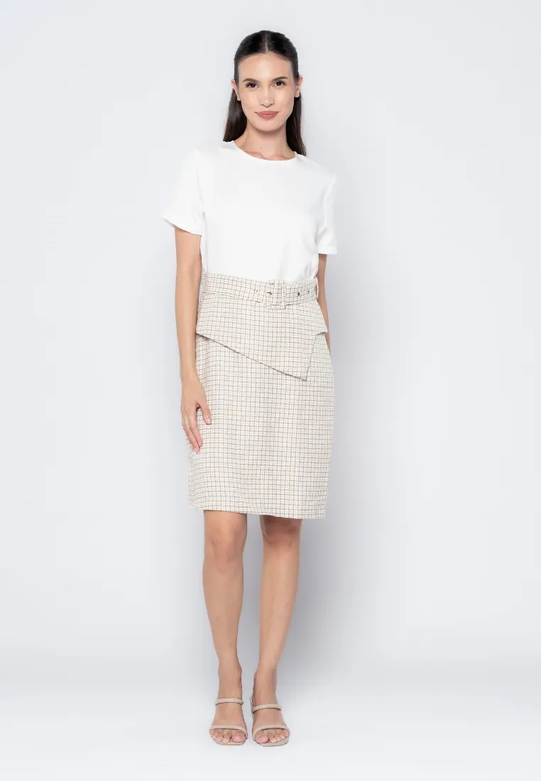 Micro Pattern Pencil Skirt Dress