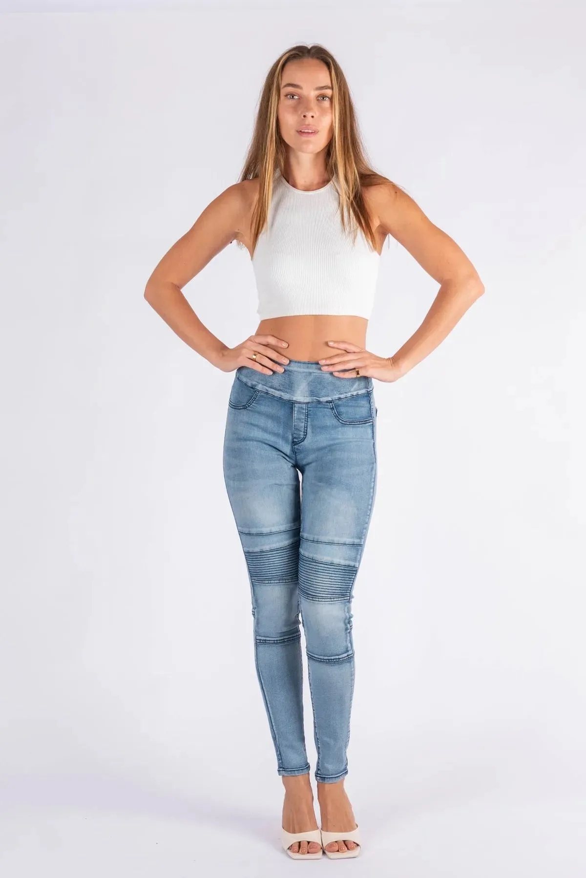 Moto Panel Jeans by Wakee - Light Wash