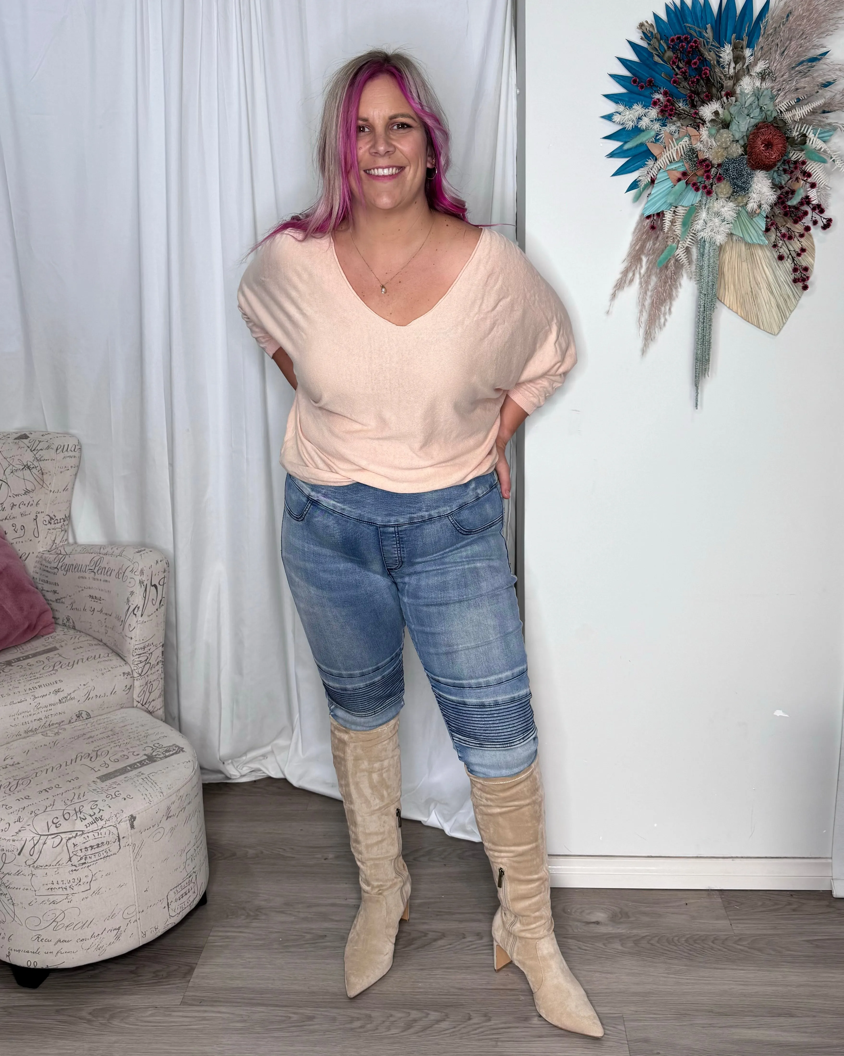 Moto Panel Jeans by Wakee - Light Wash
