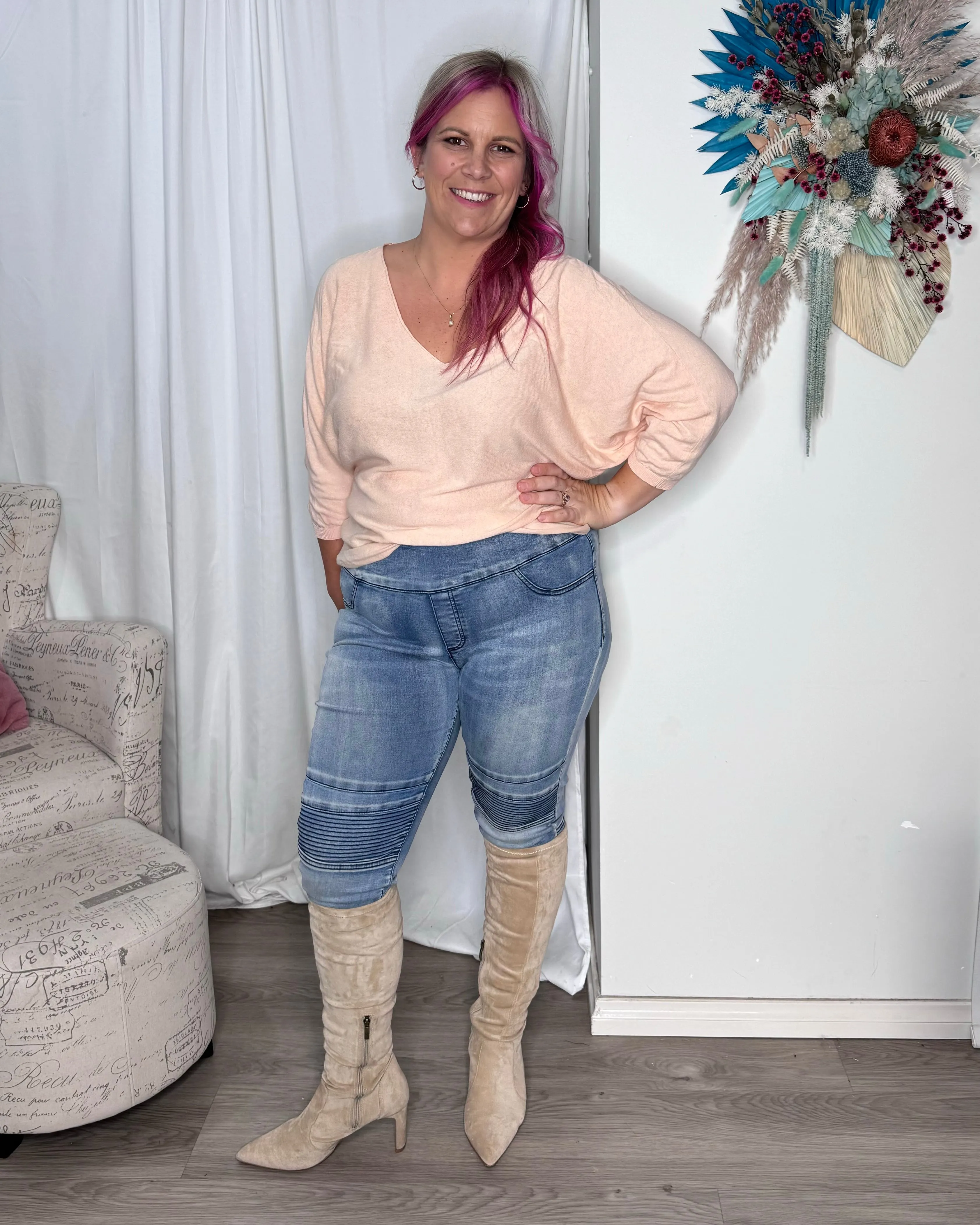 Moto Panel Jeans by Wakee - Light Wash