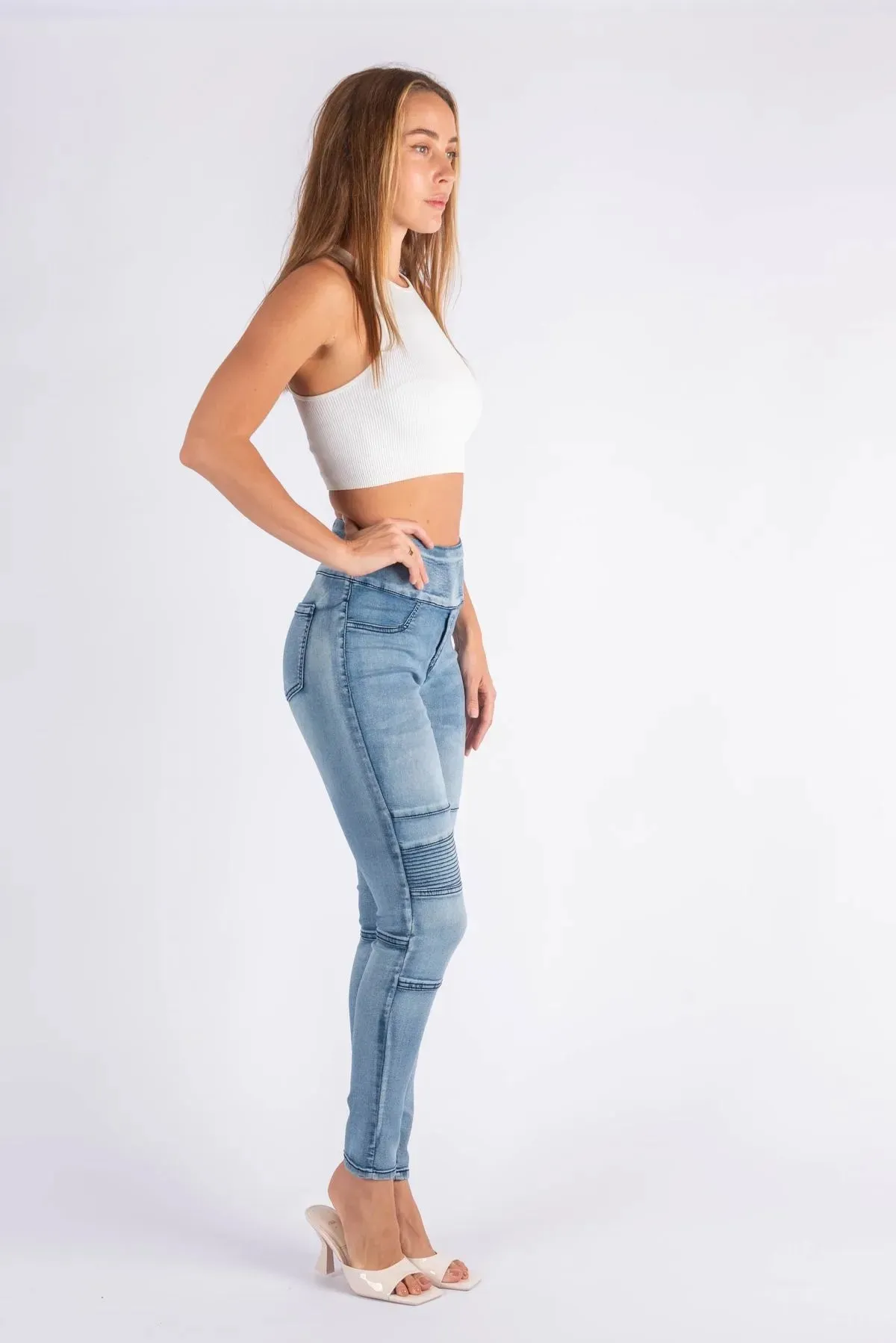 Moto Panel Jeans by Wakee - Light Wash