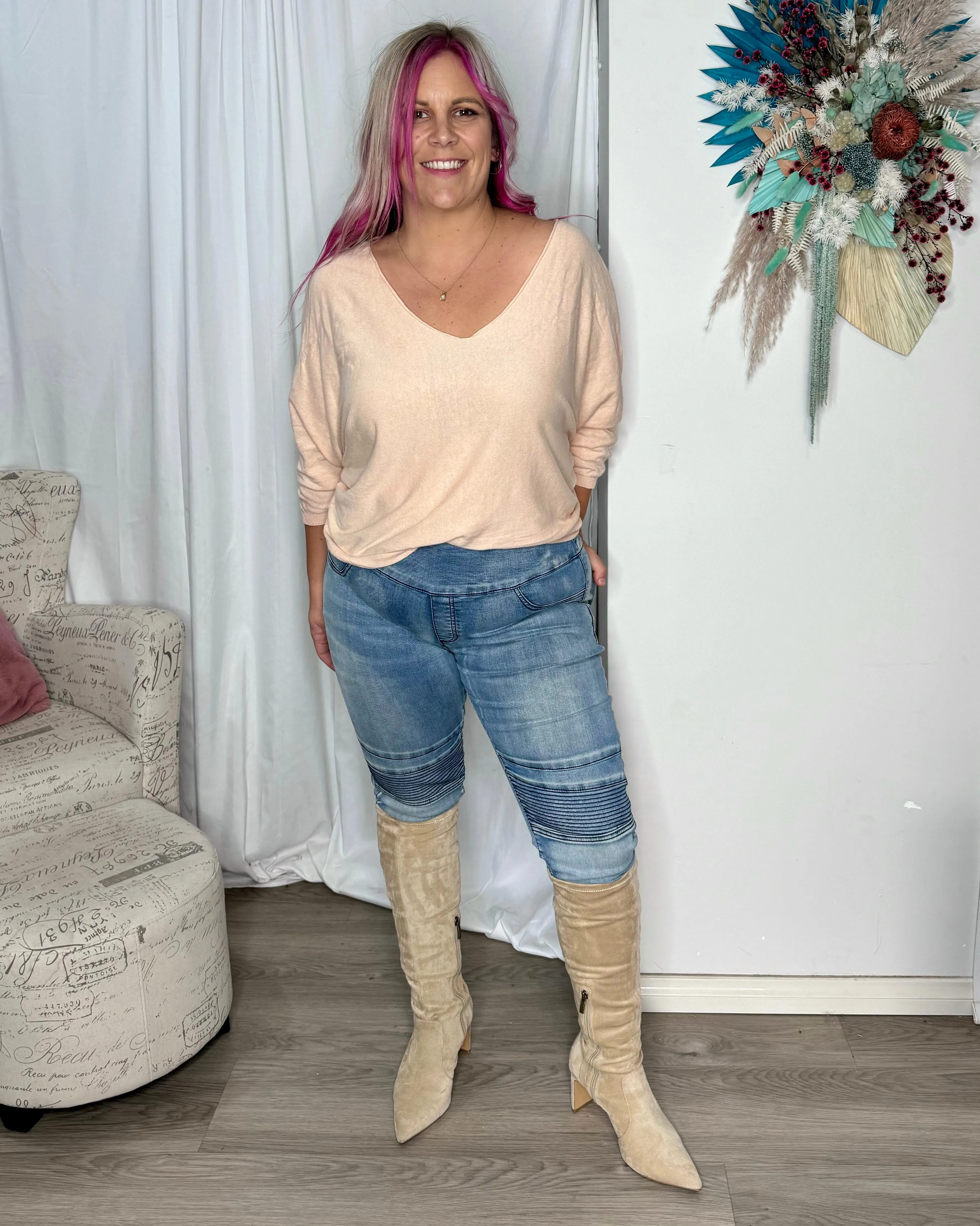 Moto Panel Jeans by Wakee - Light Wash
