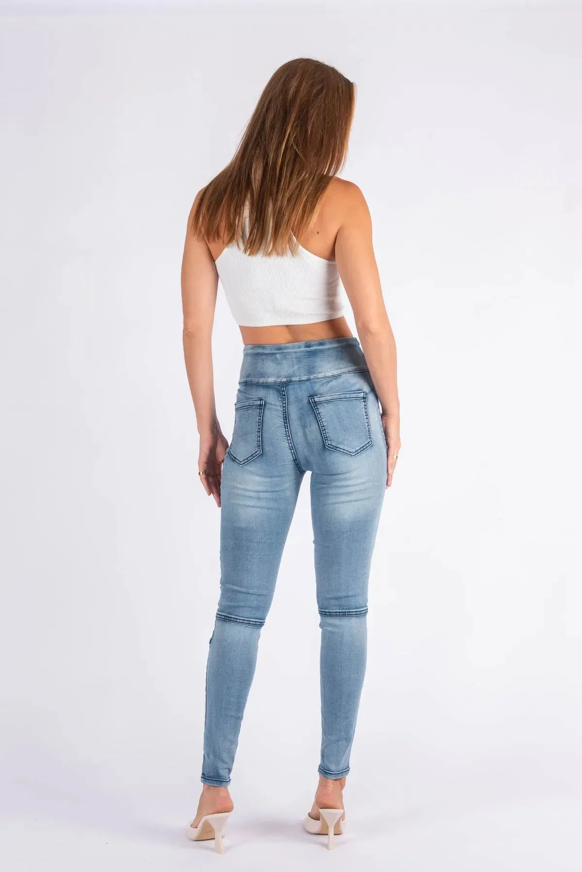 Moto Panel Jeans by Wakee - Light Wash
