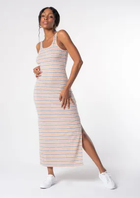 Multi Color Striped Cross Back Maxi Dress