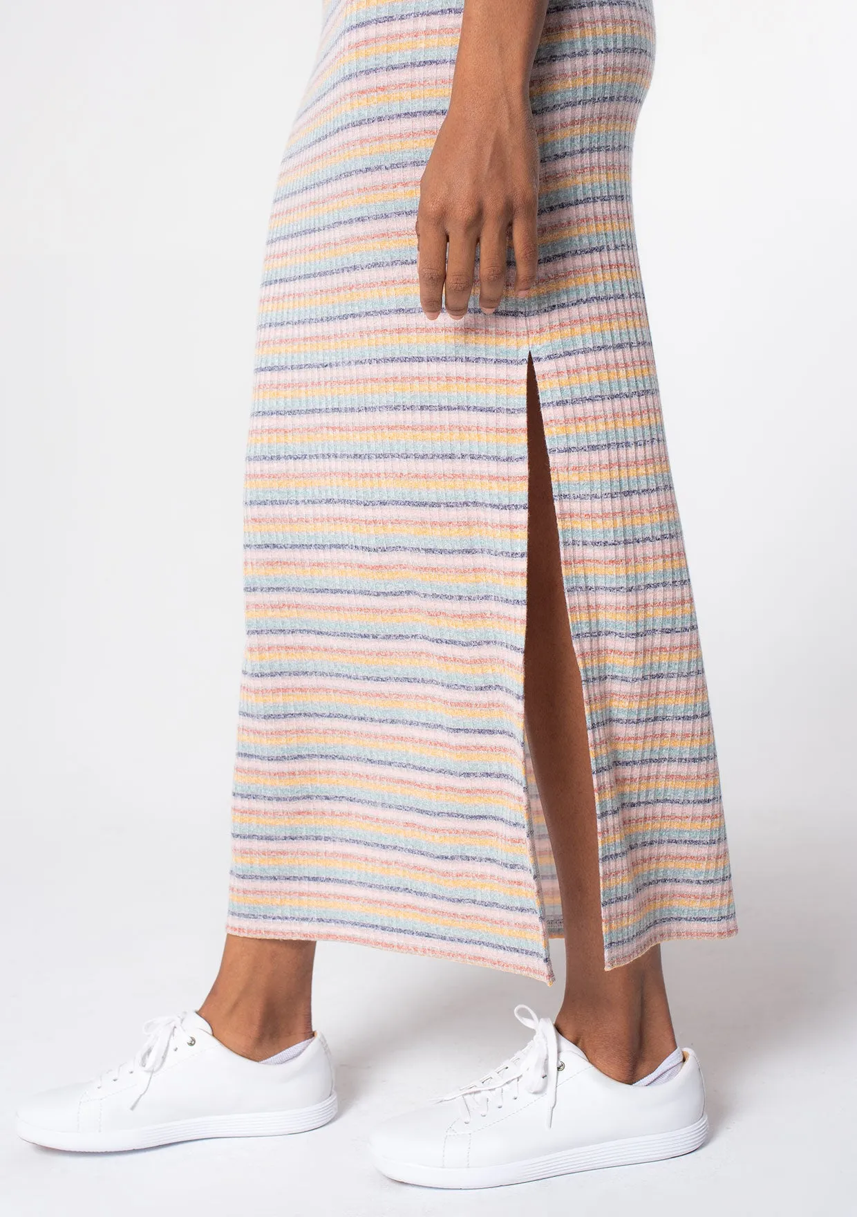 Multi Color Striped Cross Back Maxi Dress