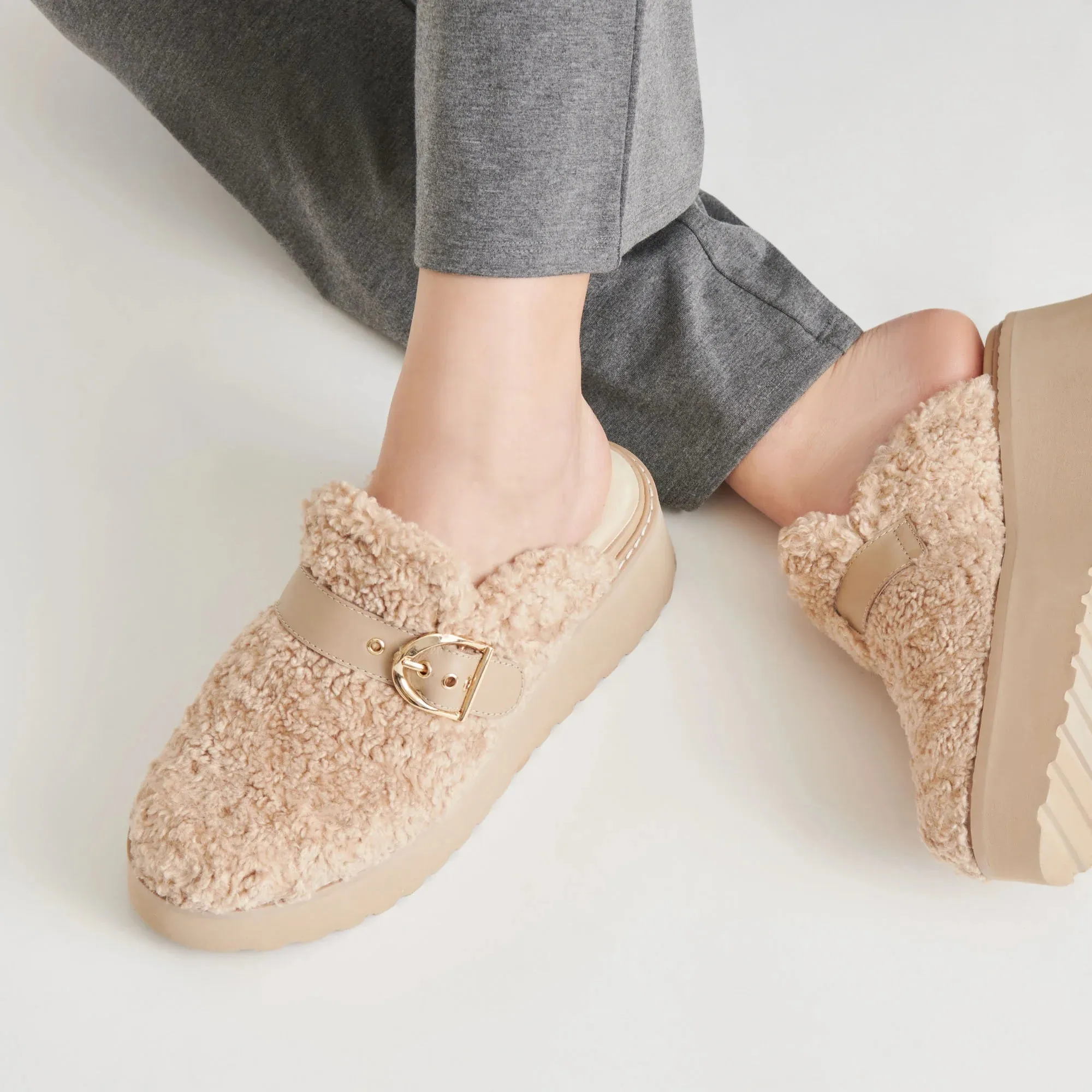 Natural Lelani Plush Flats