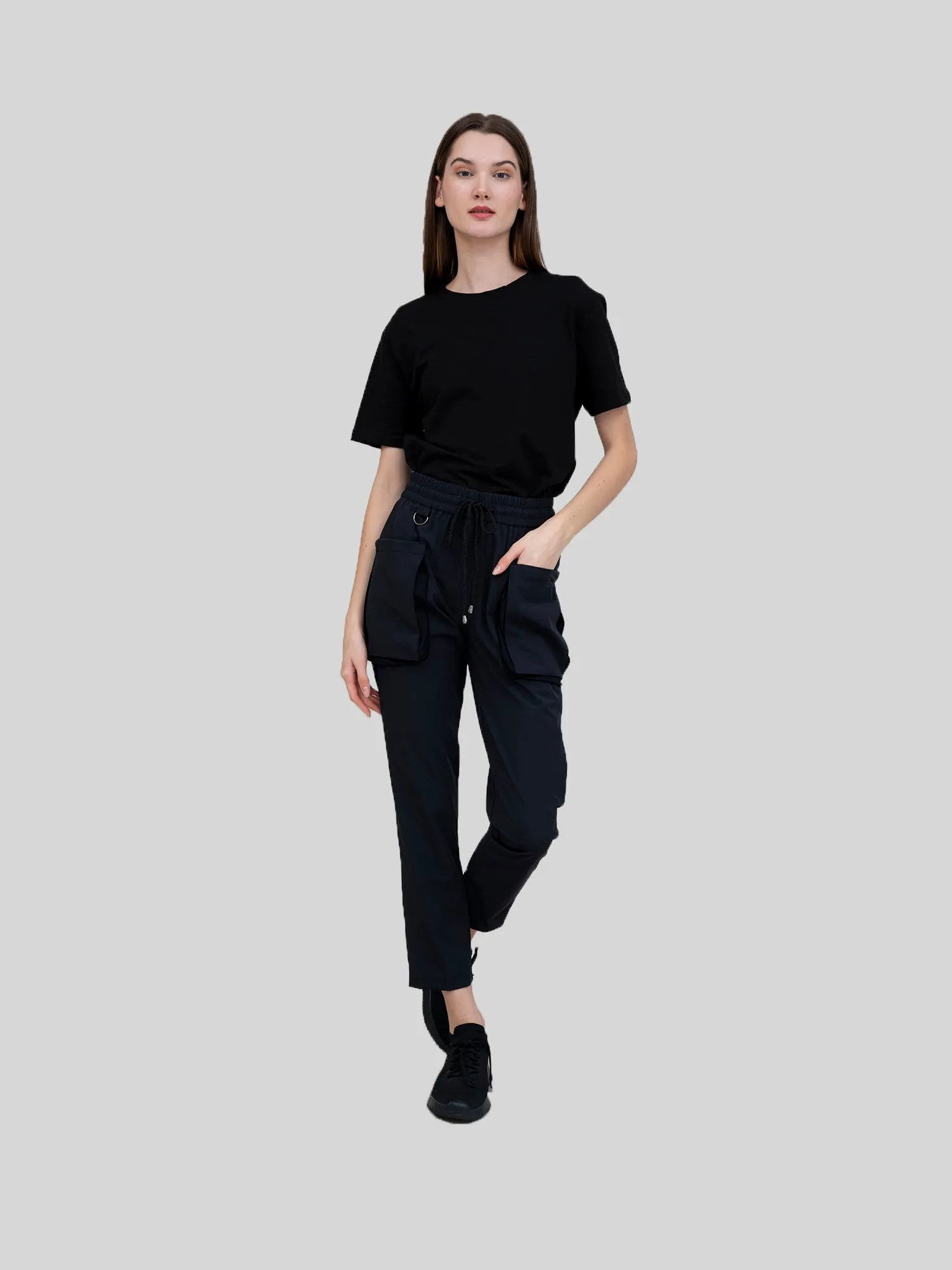 Navy Black Utilitarian Cargo Female Pants