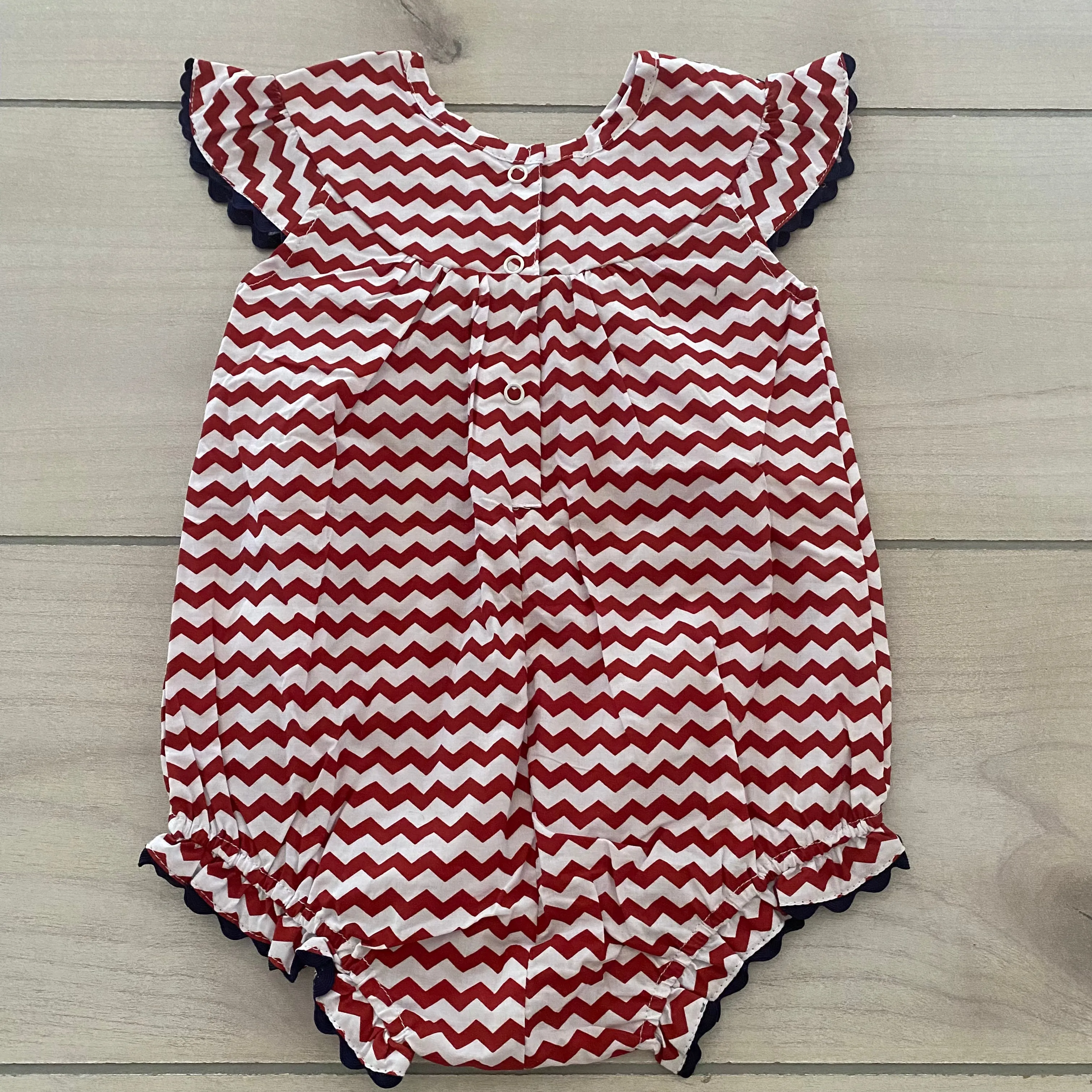 NEW Creations Anchor Smocked Chevron Bubble Romper