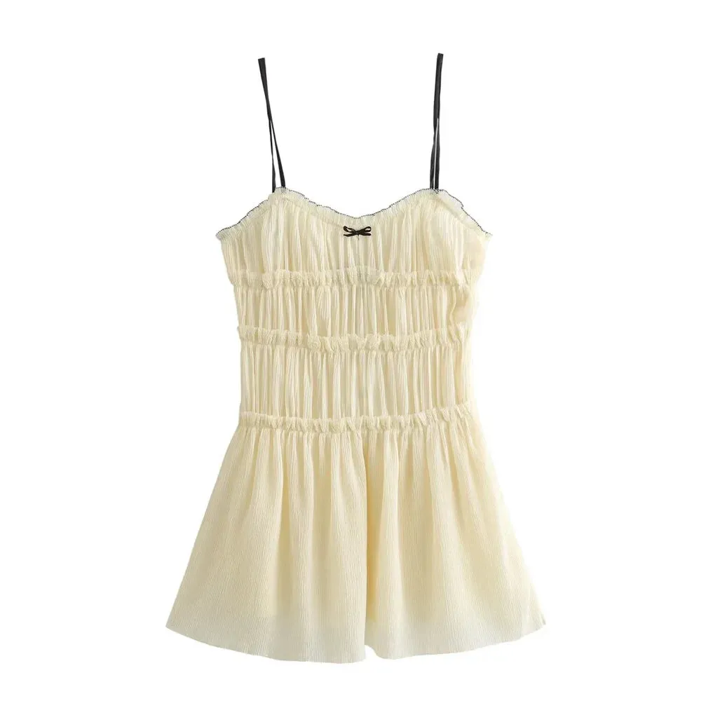 New Women's Casual Slim Fit Mini Dress with Bow Decoration