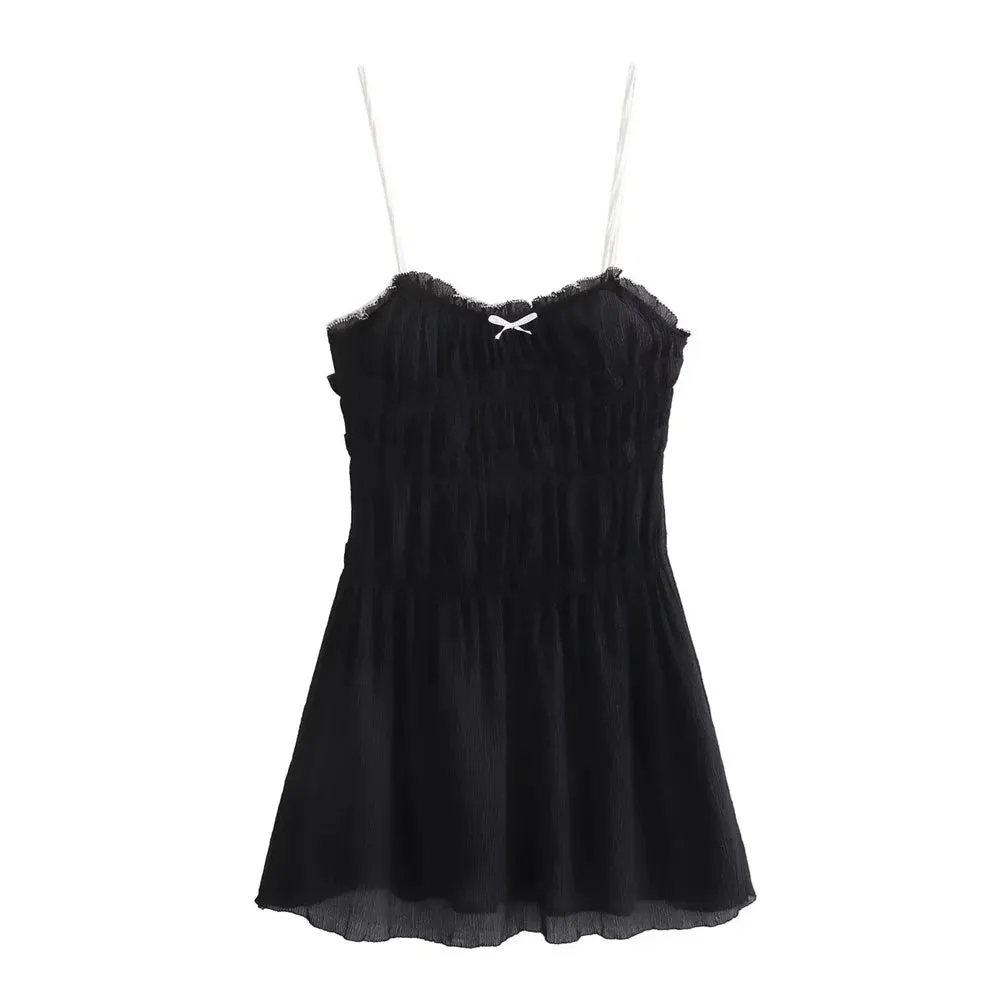 New Women's Casual Slim Fit Mini Dress with Bow Decoration