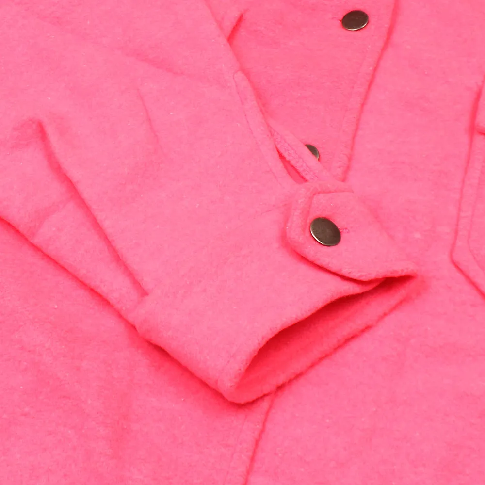 Plain Fuchsia Fleece Shacket For Women-2488