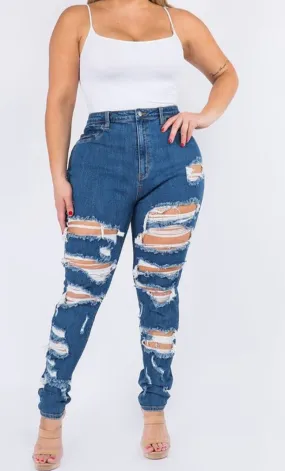 Plus Size Distressed Jeans