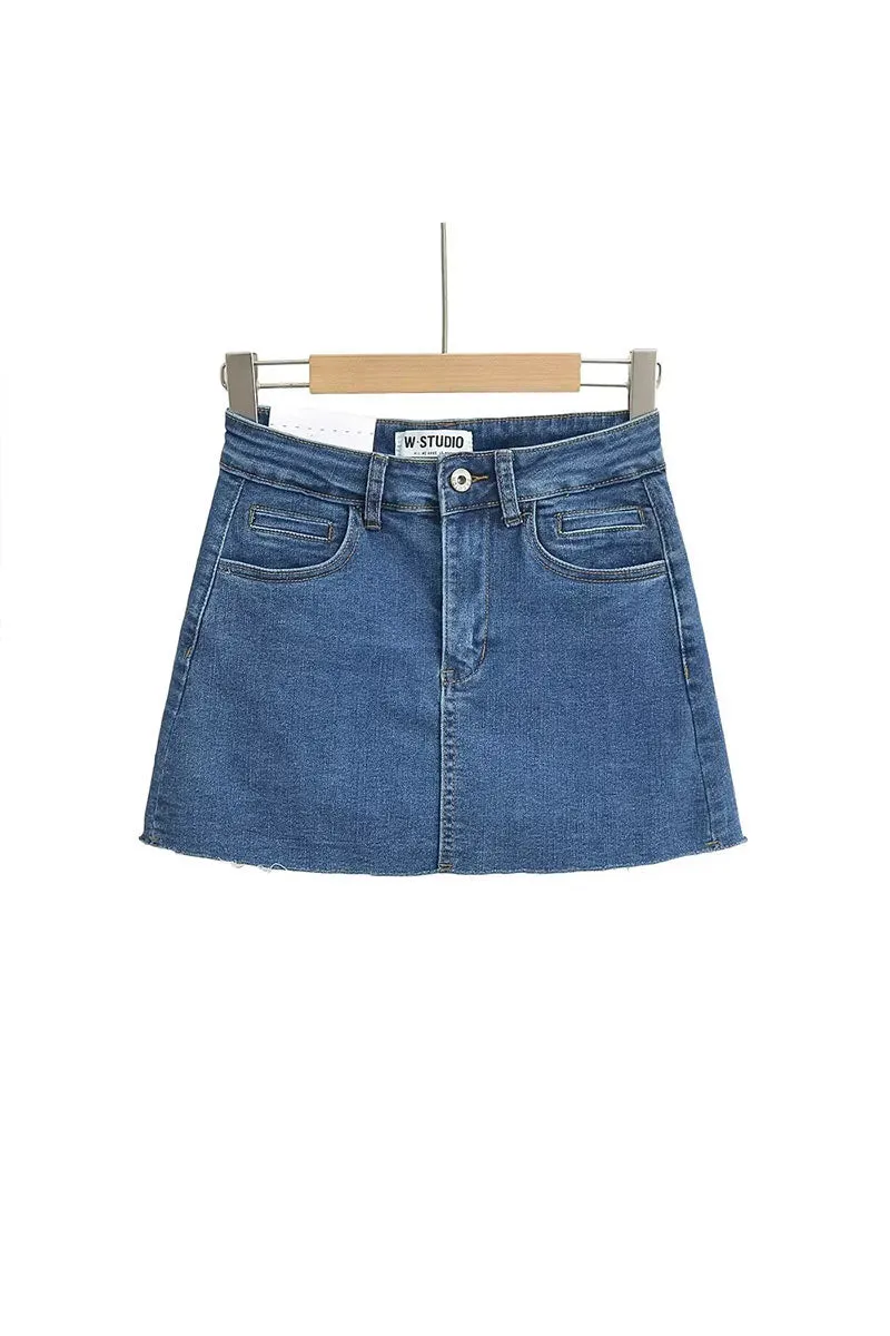 QK0666 Stretch Denim Mini Skirt