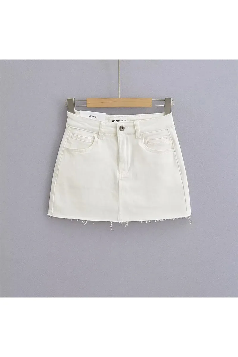 QK0666 Stretch Denim Mini Skirt