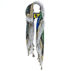 Random crazy chic scarf with corner tassels