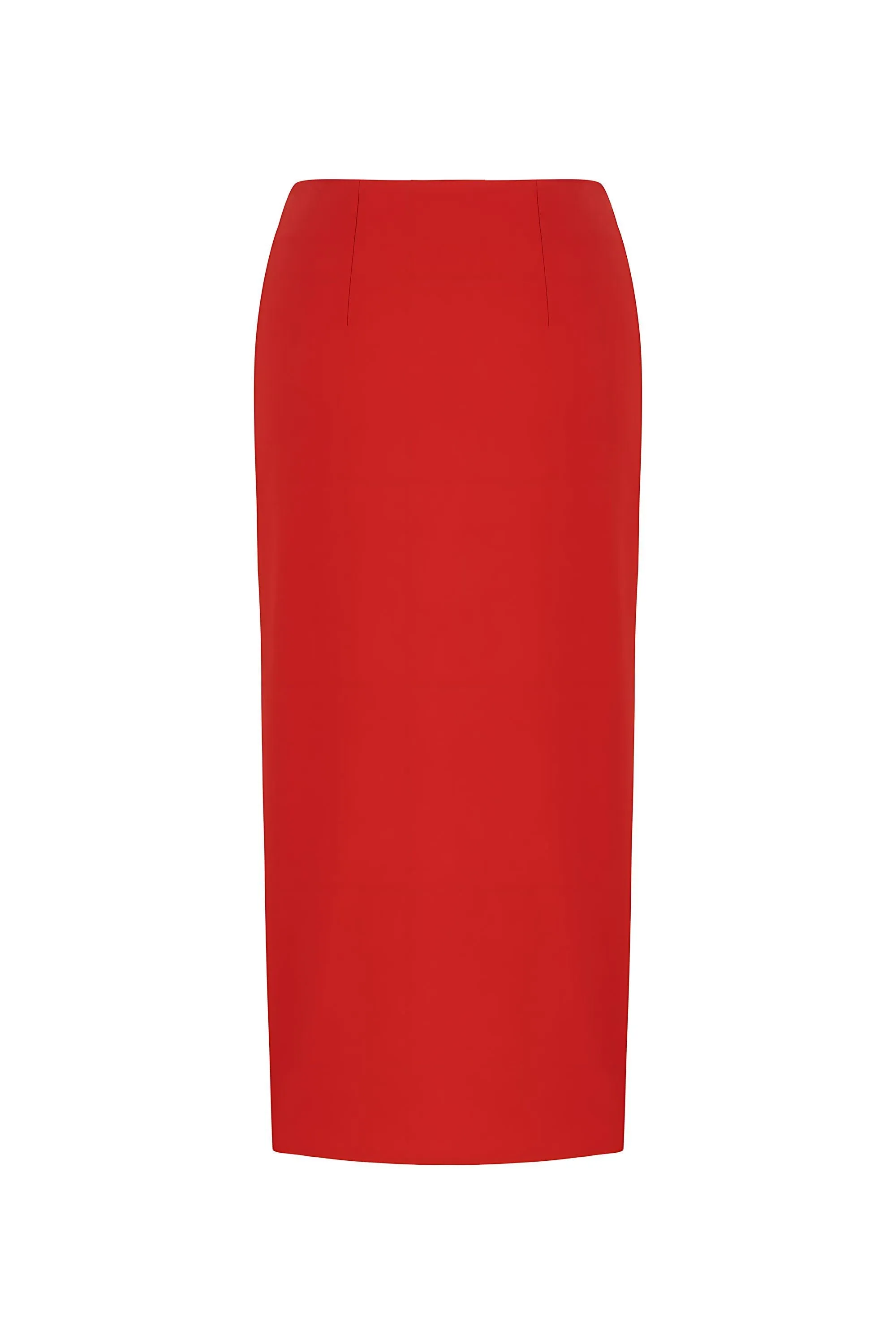 Red Pencil Skirt with Zipper Design