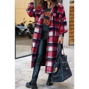 Red Plaid Flannel Shacket Jacket