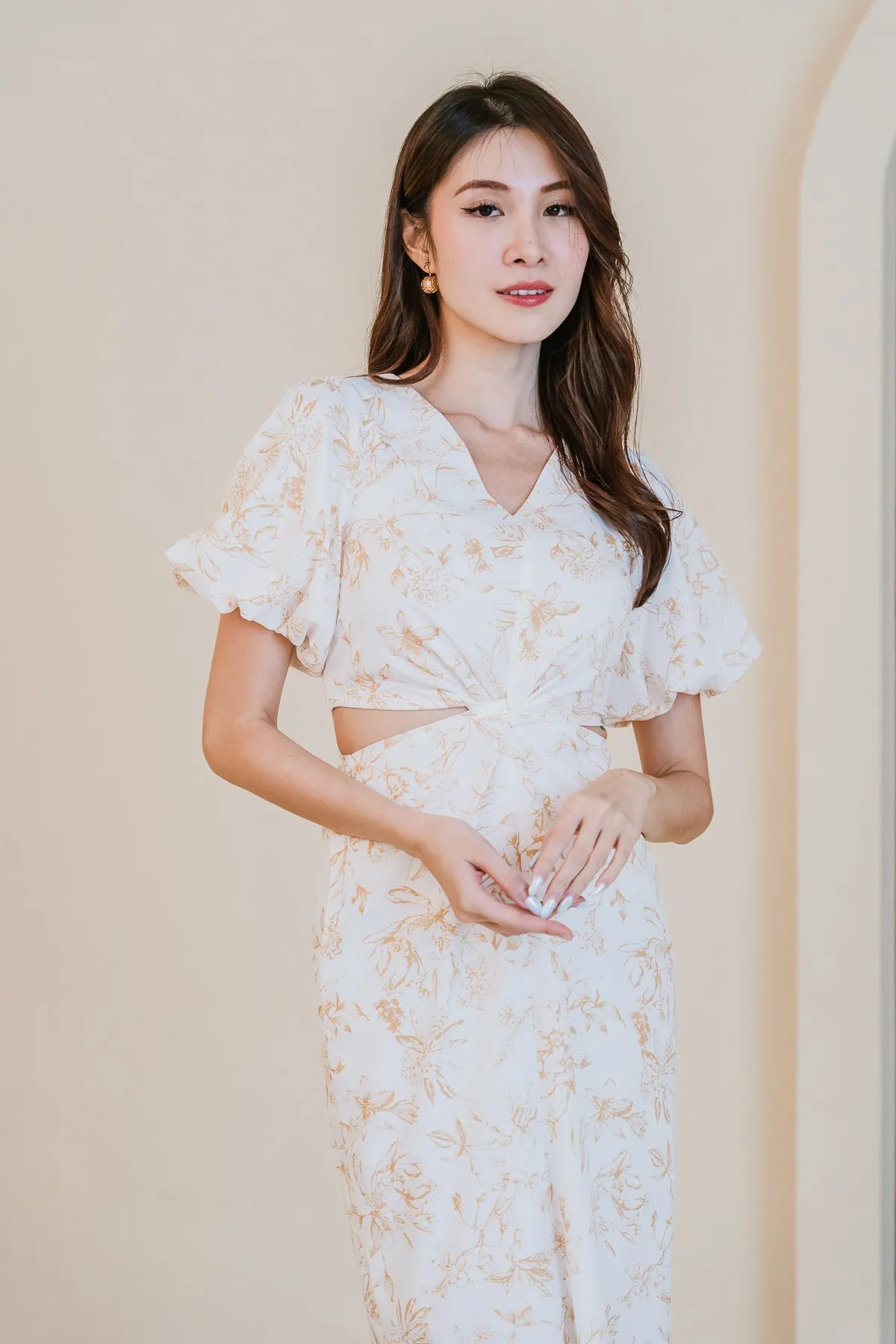 Restock: Luna Twist Knot Cut Out Dress - Yellow Porcelaine [XS/S/M/L/XL/XXL]