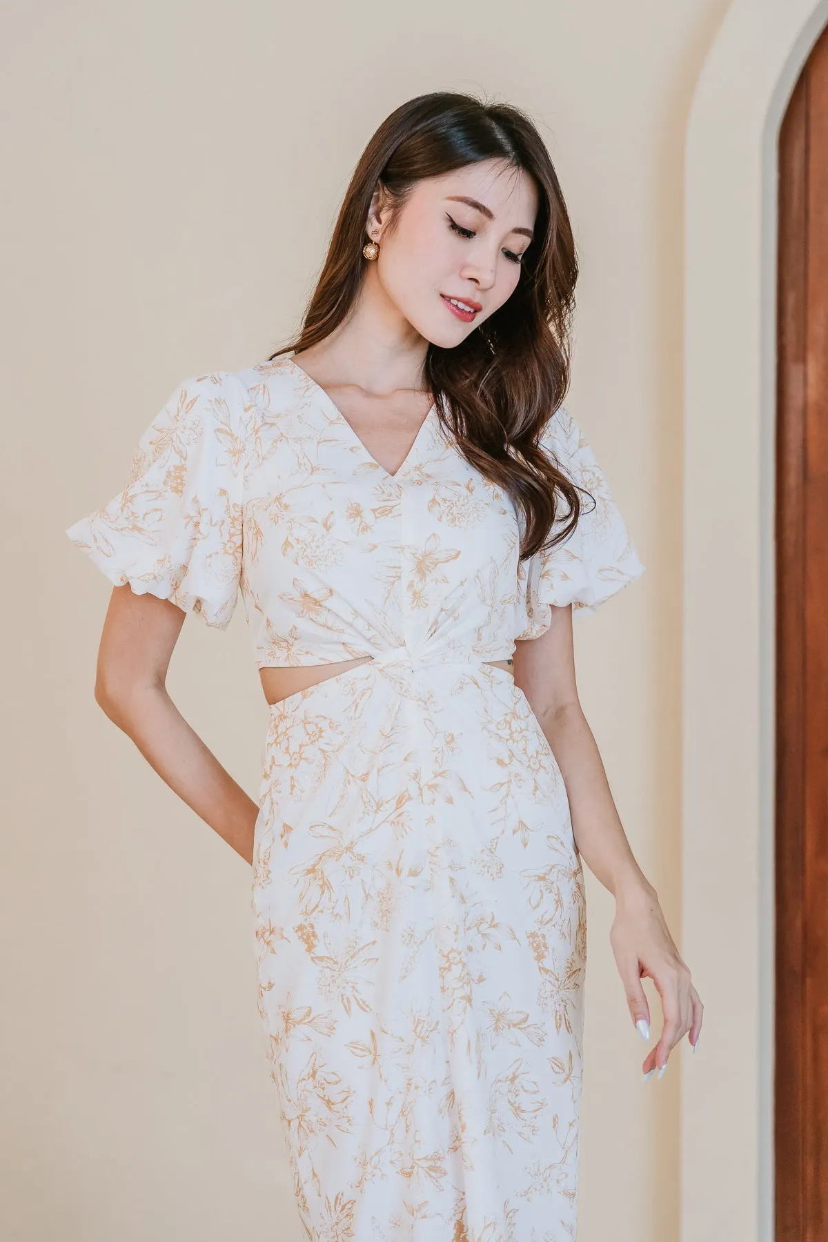 Restock: Luna Twist Knot Cut Out Dress - Yellow Porcelaine [XS/S/M/L/XL/XXL]