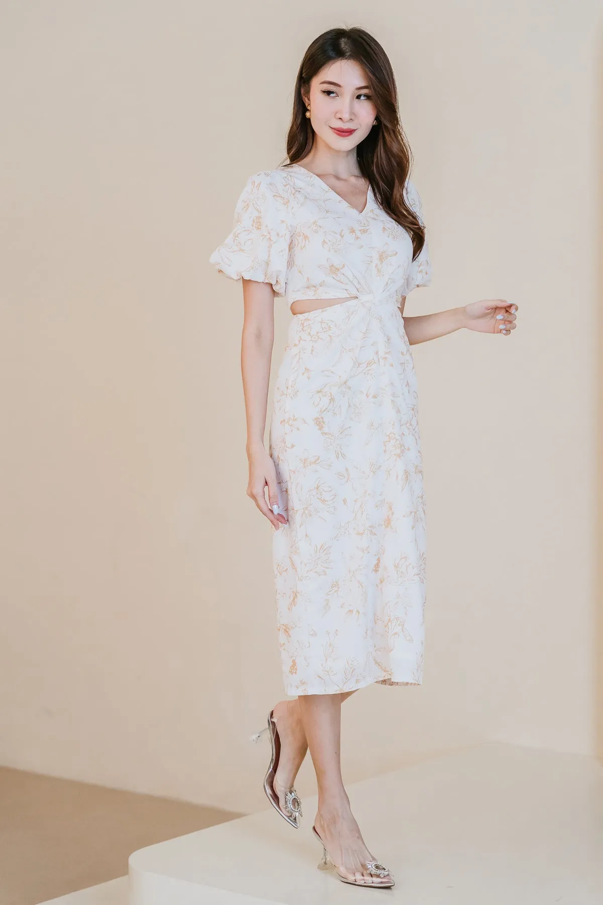 Restock: Luna Twist Knot Cut Out Dress - Yellow Porcelaine [XS/S/M/L/XL/XXL]