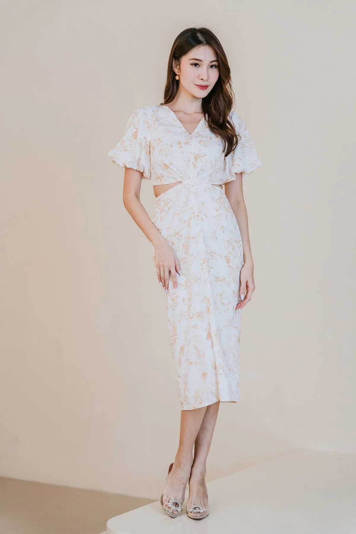 Restock: Luna Twist Knot Cut Out Dress - Yellow Porcelaine [XS/S/M/L/XL/XXL]