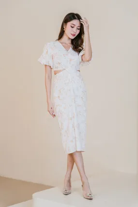 Restock: Luna Twist Knot Cut Out Dress - Yellow Porcelaine [XS/S/M/L/XL/XXL]