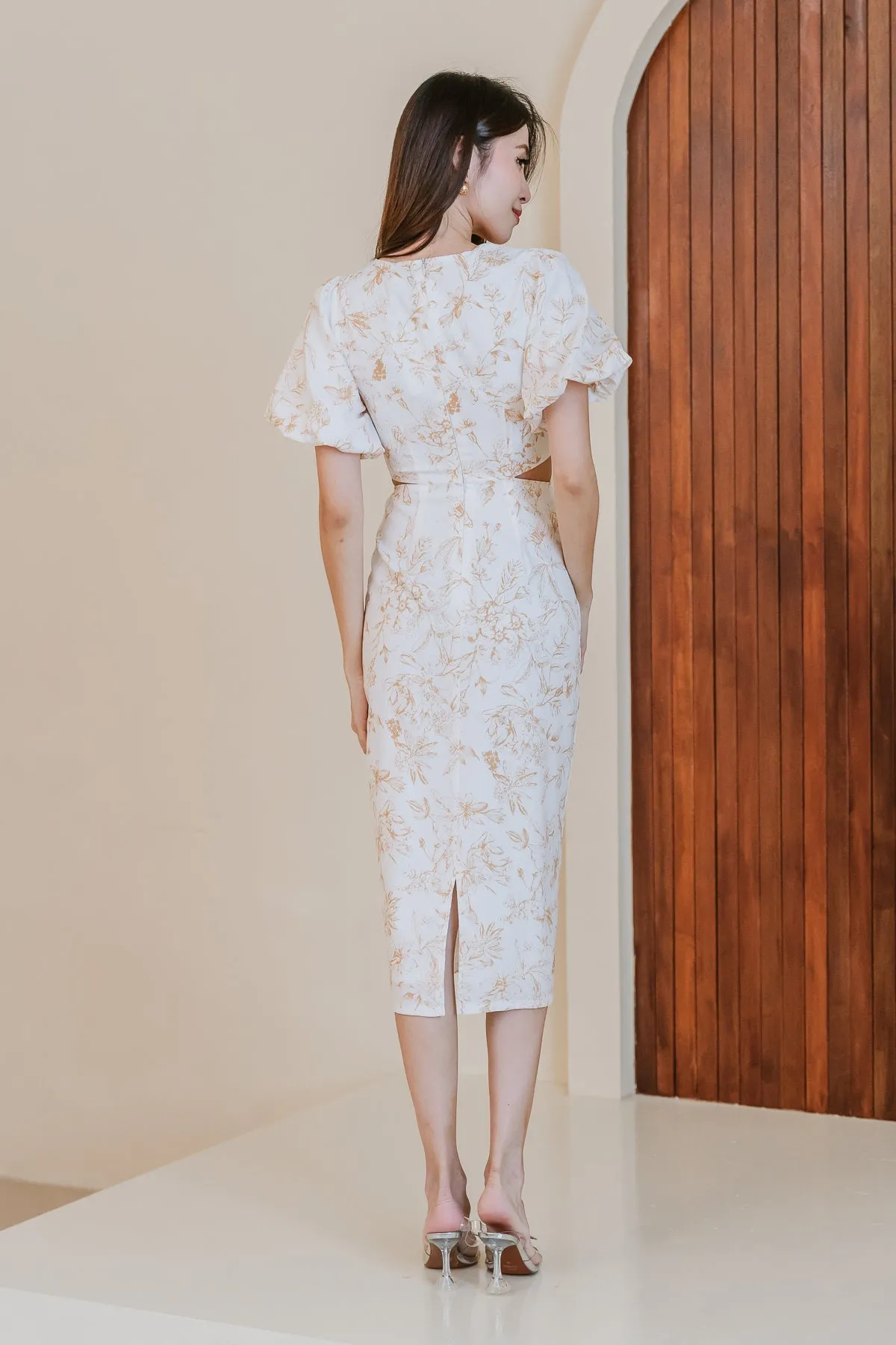 Restock: Luna Twist Knot Cut Out Dress - Yellow Porcelaine [XS/S/M/L/XL/XXL]
