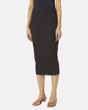 Rib Knit Cotton Pencil Skirt