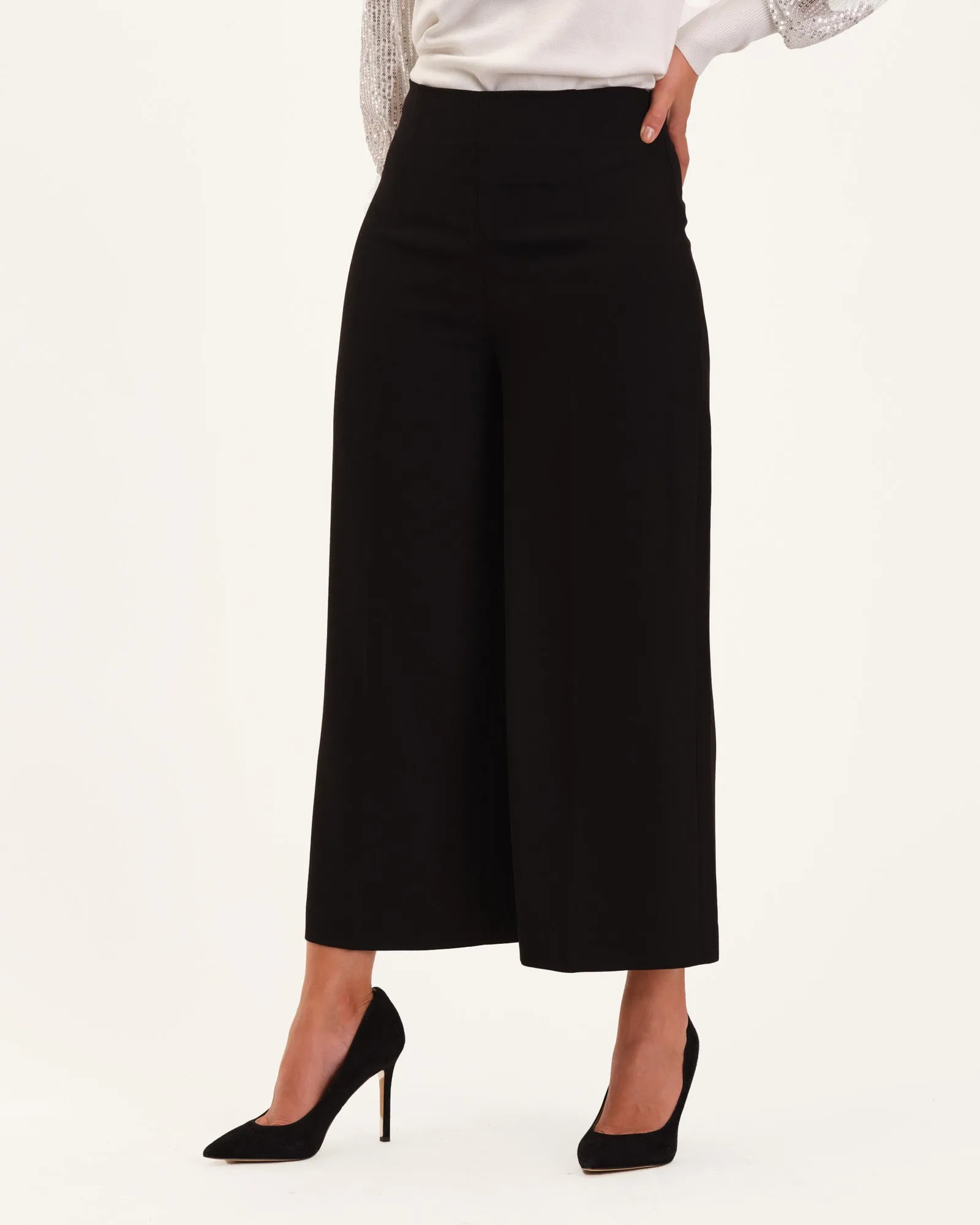 Side-Zip Woven Crepe Culottes