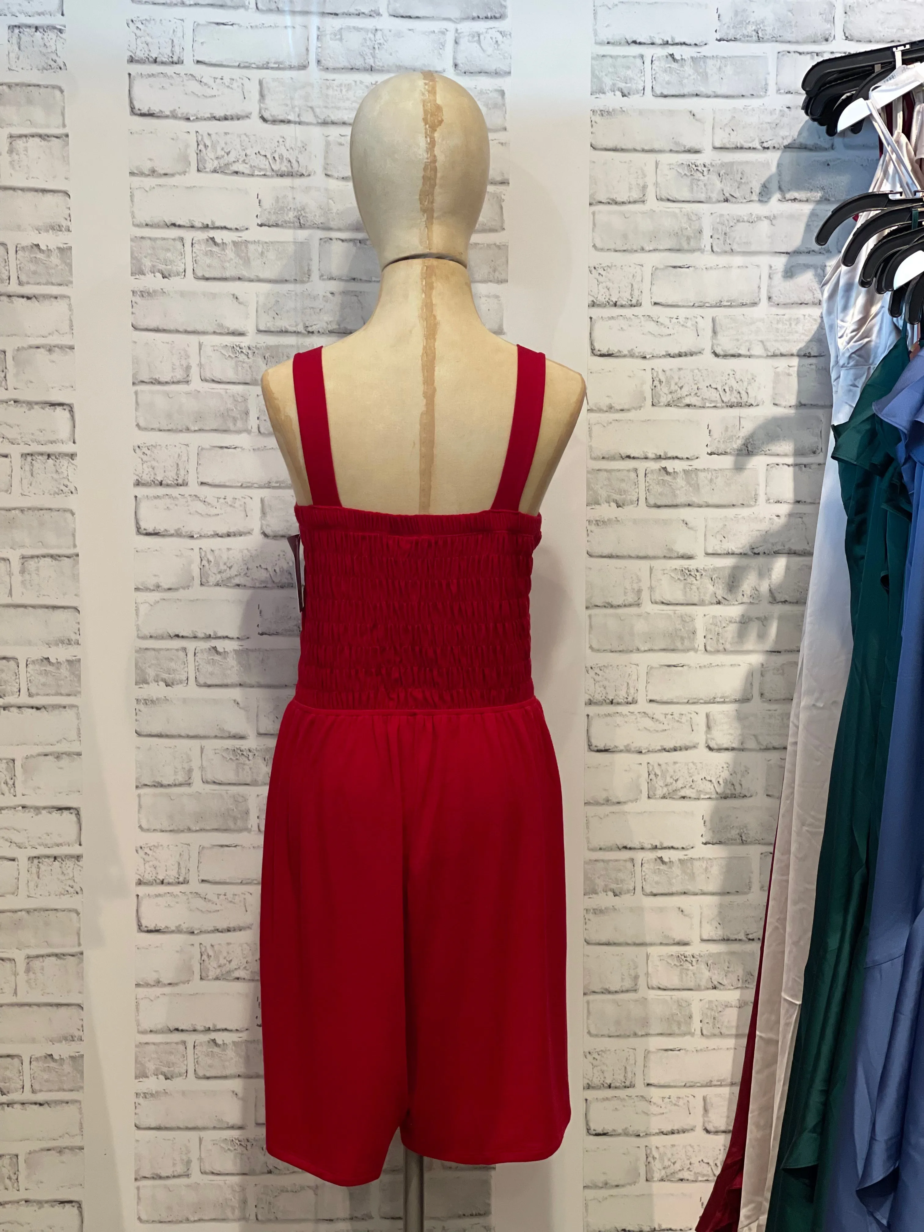 Stockton Smock Romper in Red