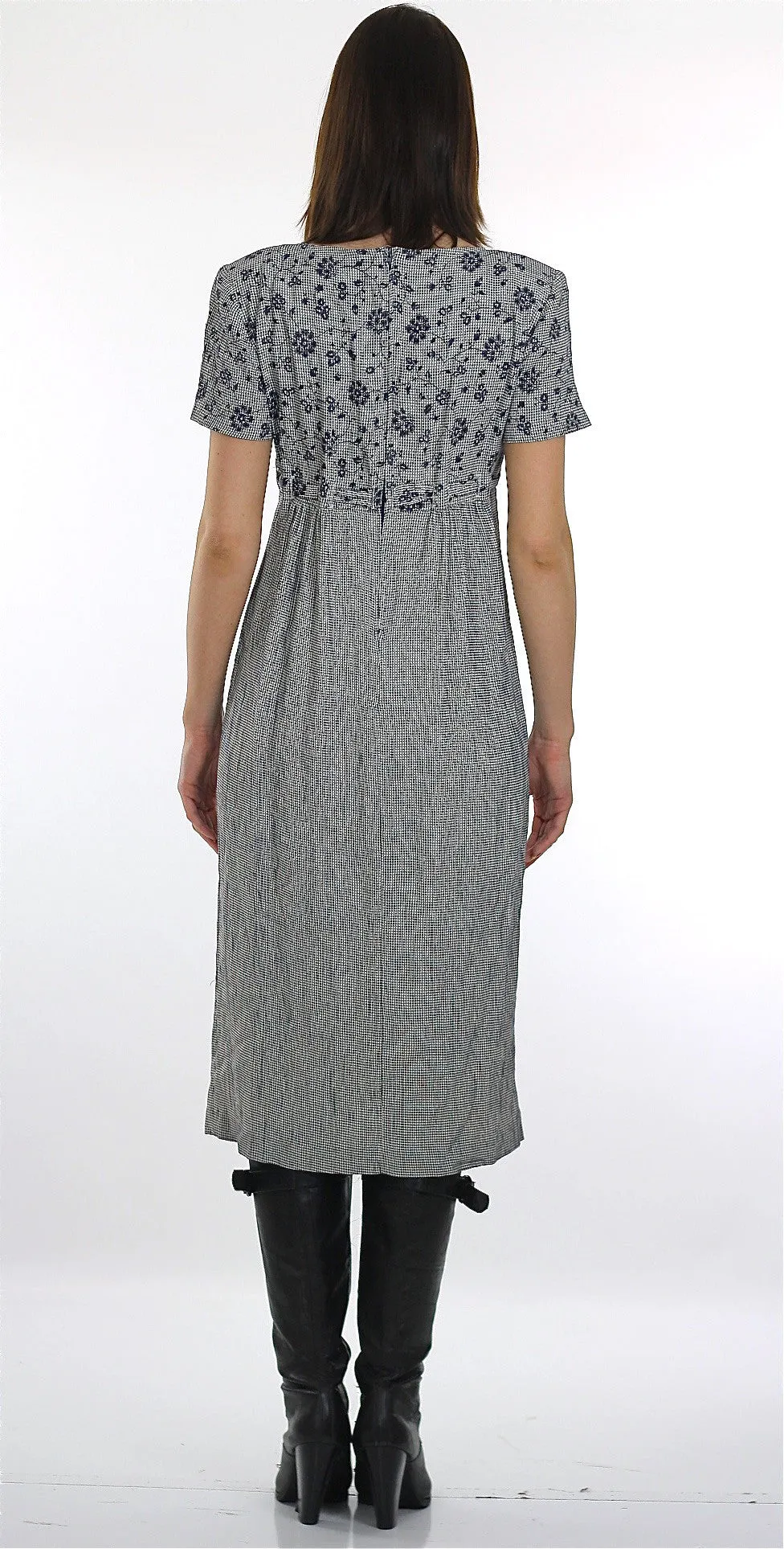 Vintage 90s Grunge Gingham check Floral maxi dress