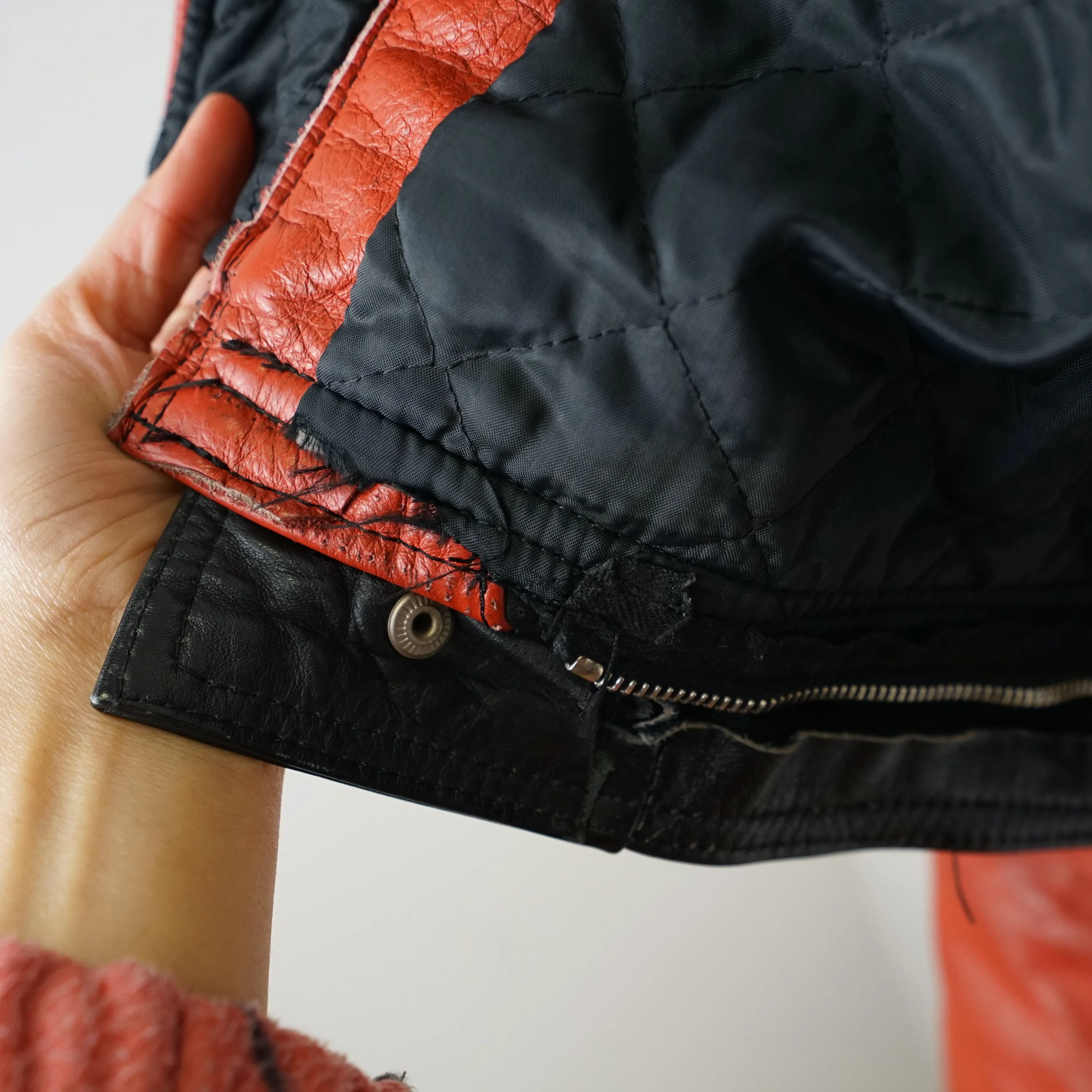 Vintage Biker Racing Leather Jacket Size M-L