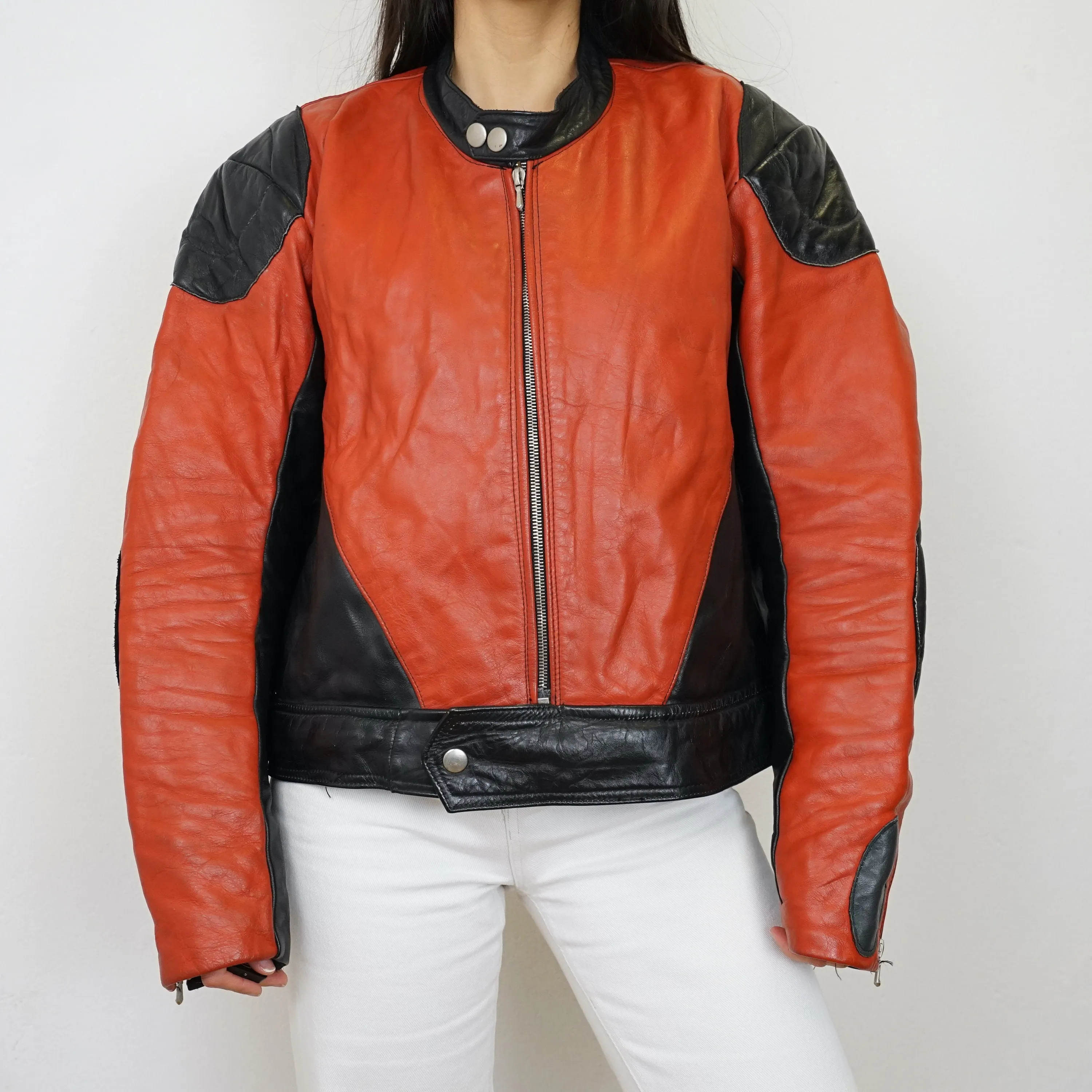 Vintage Biker Racing Leather Jacket Size M-L