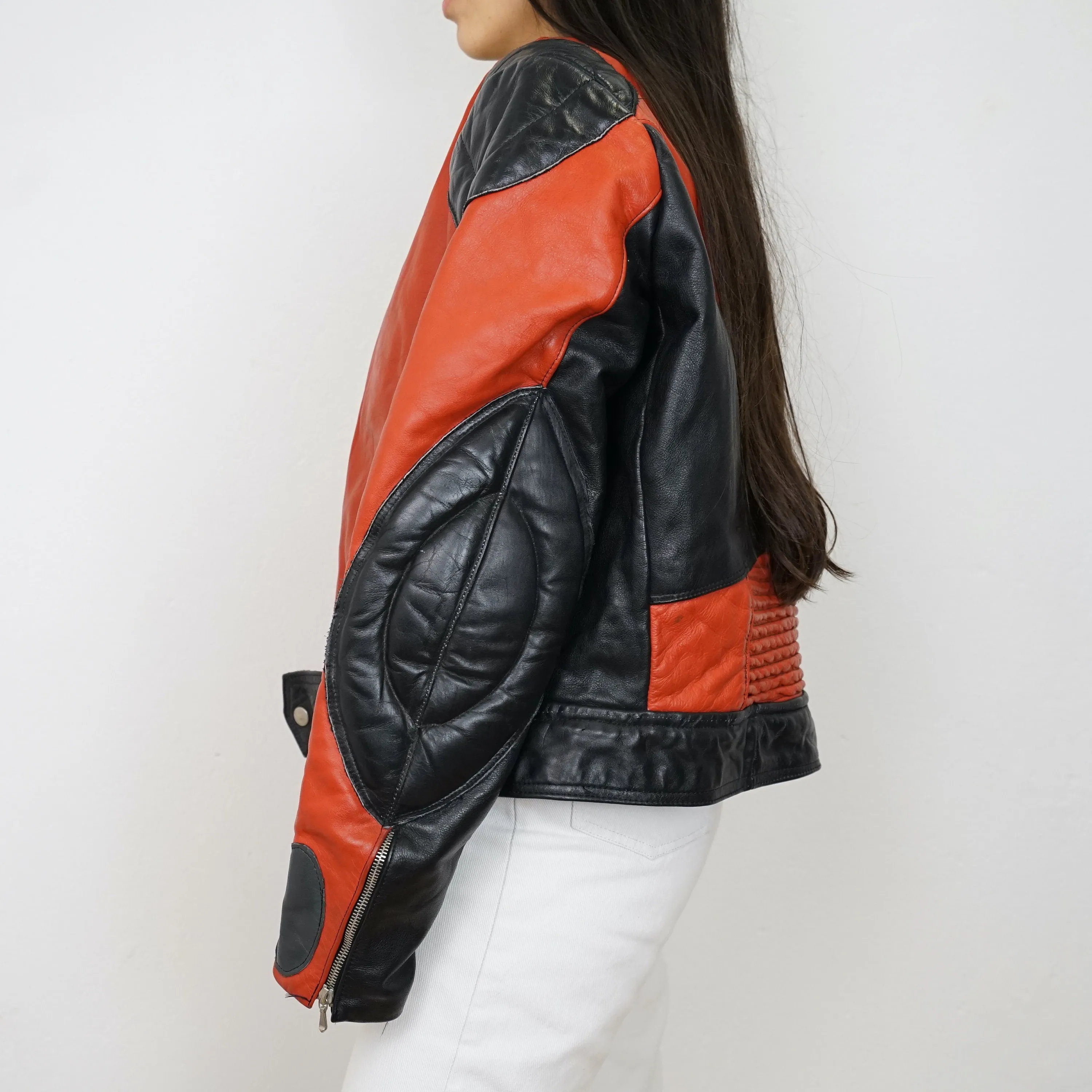 Vintage Biker Racing Leather Jacket Size M-L