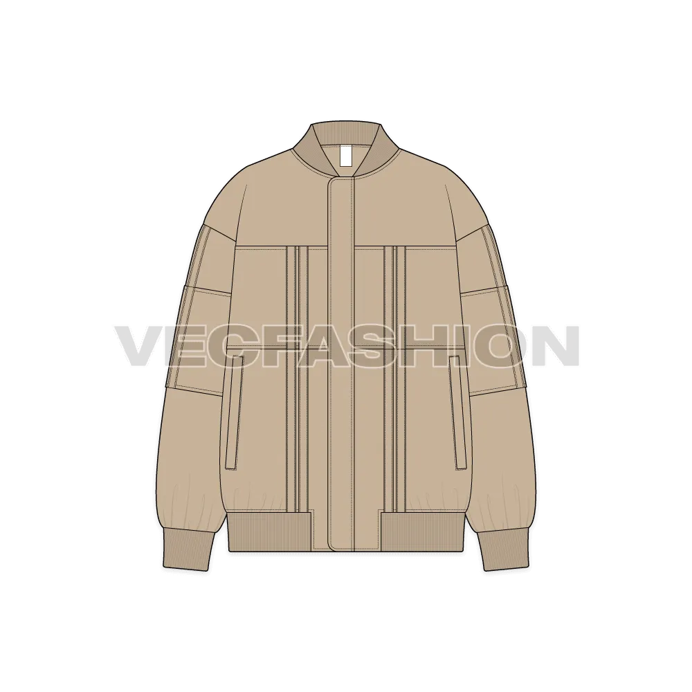Womens Oversized Jacket Flat Sketch
